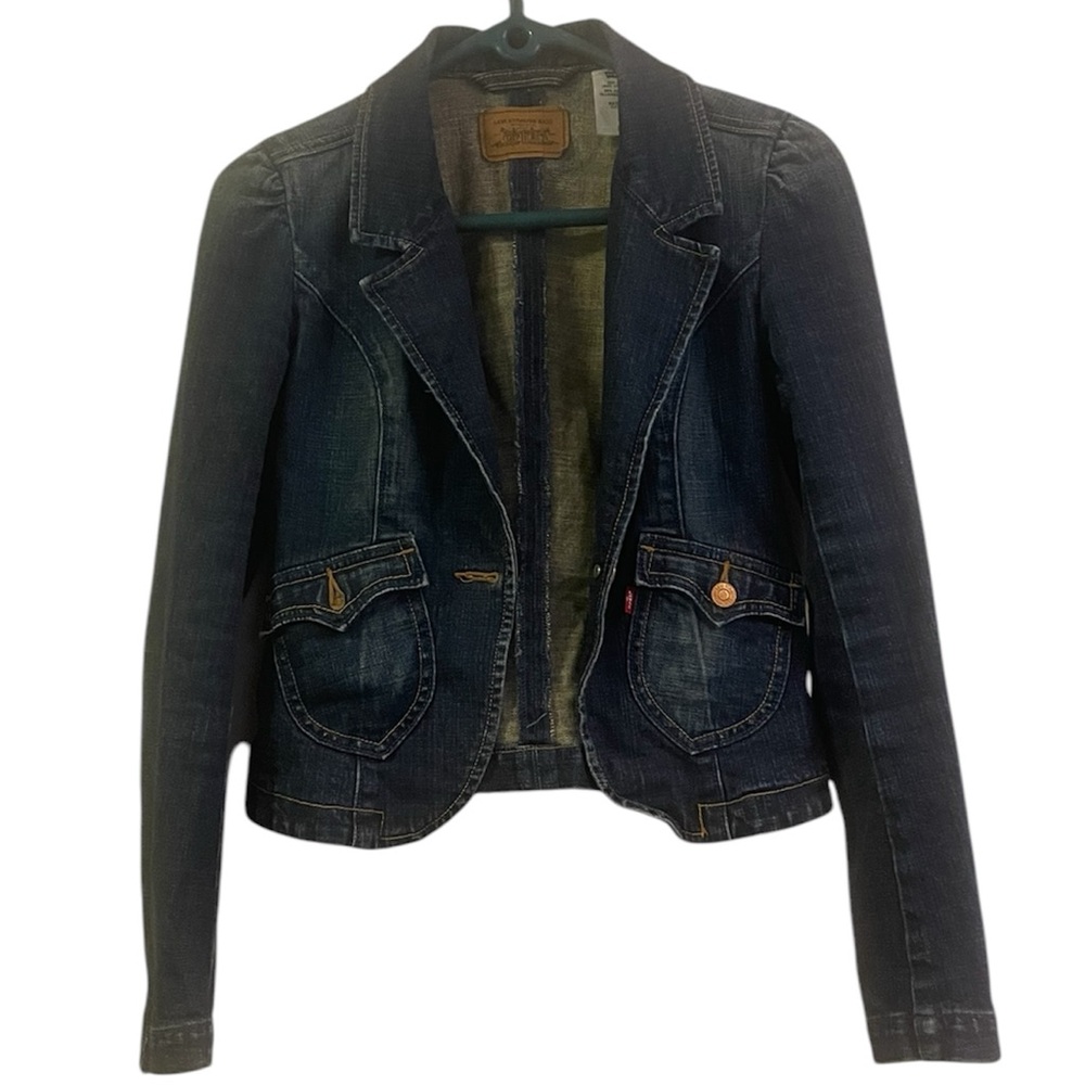 VINTAGE LEVI’S DARK BLUE DENIM BLAZER JACKET - Size S | Y2K 2025 Trend 🥀
